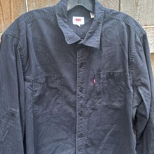 - Levi’s Navy Blue polka dot button down shirt size L